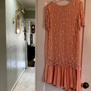 Talbots evening dress apricot midi length worn once